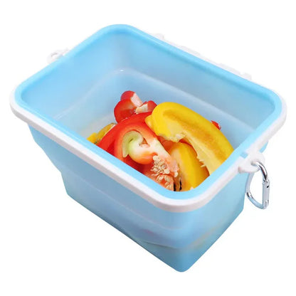 2 Pcs Blue Collapsible Silicone Food Storage Container - Microwave & Freezer Safe Lunch Box - Mekamart Australia