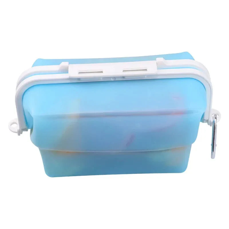 2 Pcs Blue Collapsible Silicone Food Storage Container - Microwave & Freezer Safe Lunch Box - Mekamart Australia