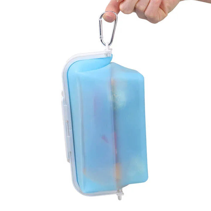2 Pcs Blue Collapsible Silicone Food Storage Container - Microwave & Freezer Safe Lunch Box - Mekamart Australia