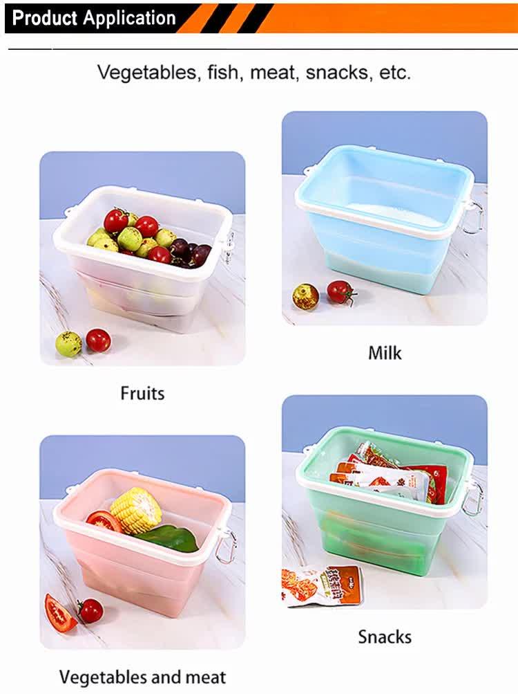 2 Pcs Blue Collapsible Silicone Food Storage Container - Microwave & Freezer Safe Lunch Box - Mekamart Australia