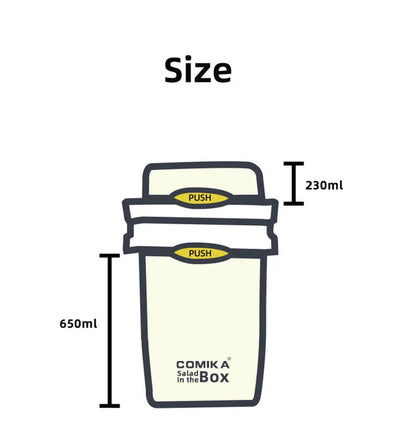 White Portable Salad & Breakfast Cup On-the-Go - Dual Compartment Container with Spork - Mekamart Australia