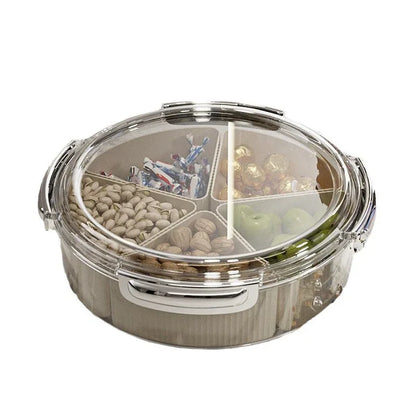 Grey And Silver Snap Button Elegant Compartment Serving Tray with Lid - Versatile Snack, Fruit & Candy Box - Mekamart Australia
