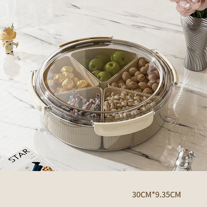 Grey And Beige Snap Button Elegant Compartment Serving Tray with Lid - Versatile Snack, Fruit & Candy Box - Mekamart Australia