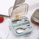 2 Sets Blue And Grey Portable Stainless Steel Cutlery Set - Reusable Utensils (2 Fork, 2 Spoon, 2 pairs of Chopsticks) with Compact Travel Case - Mekamart Australia