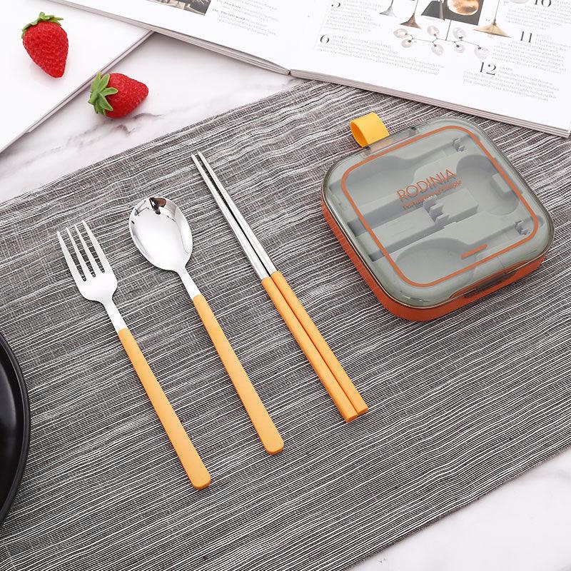 2 Sets Green Portable Stainless Steel Cutlery Set - Reusable Utensils (2 Fork, 2 Spoon, 2 pairs of Chopsticks) with Compact Travel Case - Mekamart Australia