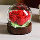 Red Rose Handcrafted Crochet Flower LED Night Light - USB Rechargeable Glass Dome Lamp with Wood Base, 3 Color Modes - Mekamart Australia