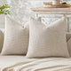 Beige Plush Chenille Cushion Covers Set of 2 - Soft Textured Decorative Throw Pillow Cases for Sofa Couch, 45x45cm - Mekamart Australia