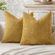 Yellow Plush Chenille Cushion Covers Set of 2 - Soft Textured Decorative Throw Pillow Cases for Sofa Couch, 45x45cm - Mekamart Australia