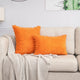 Orange Soft Corduroy Cushion Cover Set (1 Square + 1 Rectangular) with Pom Pom Trim - Decorative Throw Pillow Cases for Sofa Couch - Mekamart Australia
