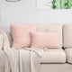 Pink Soft Corduroy Cushion Cover Set (1 Square + 1 Rectangular) with Pom Pom Trim - Decorative Throw Pillow Cases for Sofa Couch - Mekamart Australia