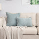 Blue Soft Corduroy Cushion Cover Set (1 Square + 1 Rectangular) with Pom Pom Trim - Decorative Throw Pillow Cases for Sofa Couch - Mekamart Australia