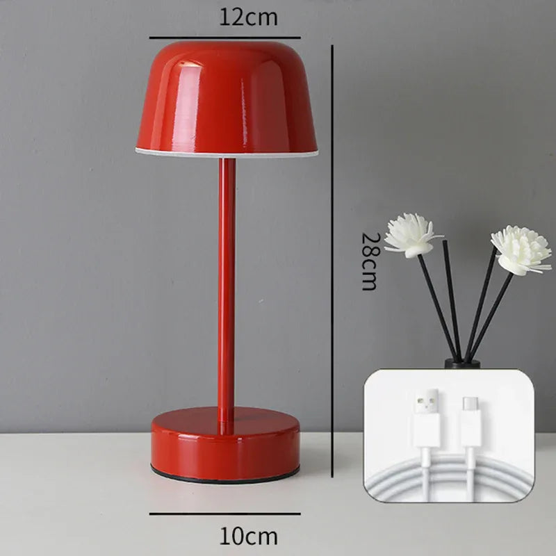 Red Modern Minimalist LED Table Lamp - Rechargeable Touch Control Desk Light - Mekamart Australia