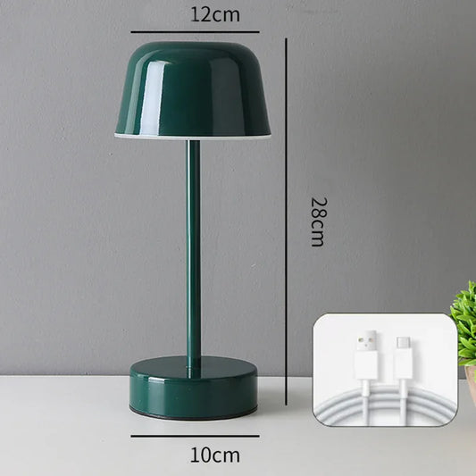 Dark Green Modern Minimalist LED Table Lamp - Rechargeable Touch Control Desk Light - Mekamart Australia