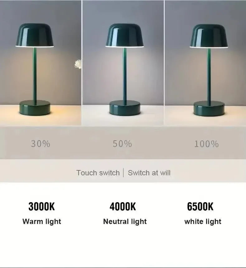 Dark Green Modern Minimalist LED Table Lamp - Rechargeable Touch Control Desk Light - Mekamart Australia