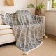 Black and Beige Diamond Pattern Soft Cozy Knit Throw Blanket with Tassels - Geometric Pattern Lightweight Acrylic Blanket for Sofa Couch Bed, 130x150cm - Mekamart Australia