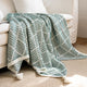 Green and Beige Diamond Pattern Soft Cozy Knit Throw Blanket with Tassels - Geometric Pattern Lightweight Acrylic Blanket for Sofa Couch Bed, 130x150cm - Mekamart Australia