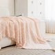 Pink and Beige Diamond Pattern Soft Cozy Knit Throw Blanket with Tassels - Geometric Pattern Lightweight Acrylic Blanket for Sofa Couch Bed, 130x150cm - Mekamart Australia