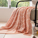Orange and Beige Diamond Pattern Soft Cozy Knit Throw Blanket with Tassels - Geometric Pattern Lightweight Acrylic Blanket for Sofa Couch Bed, 130x150cm - Mekamart Australia
