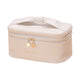 Beige Stylish PU Leather Makeup Bag - Large Capacity Double Layer Waterproof Travel Cosmetic Organizer Case for Women - Mekamart Australia