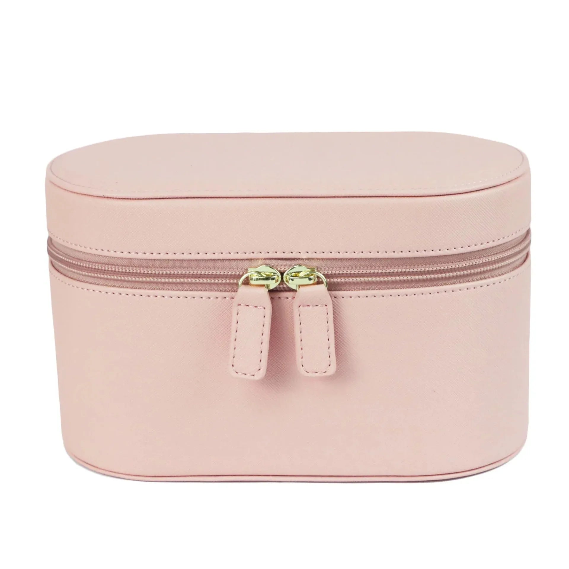 Pink Elegant PU Leather Makeup & Toiletry Bag - Large Capacity Travel Cosmetic Organizer with Brush Holder - Mekamart Australia