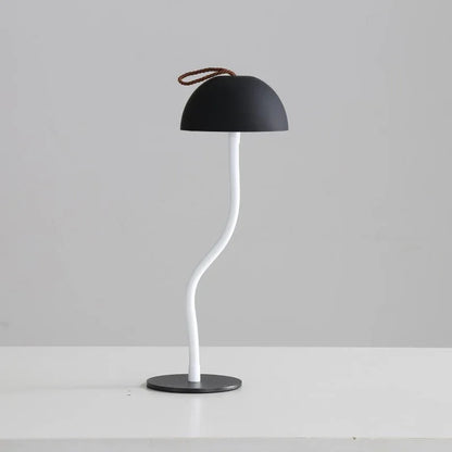Black Sleek Minimalist LED Mushroom Table Lamp - Rechargeable 3-Color Touch Control, Bar & Ambient Light - Mekamart Australia
