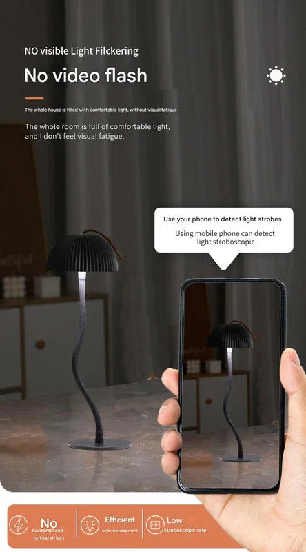 White Sleek Minimalist LED Mushroom Table Lamp - Rechargeable 3-Color Touch Control, Bar & Ambient Light - Mekamart Australia