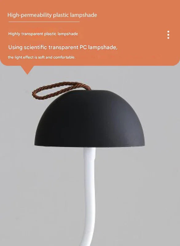 White Sleek Minimalist LED Mushroom Table Lamp - Rechargeable 3-Color Touch Control, Bar & Ambient Light - Mekamart Australia