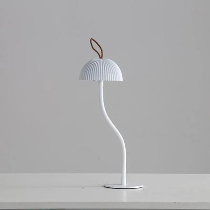 White Three-dimensional stripes Sleek Minimalist LED Mushroom Table Lamp - Rechargeable 3-Color Touch Control, Bar & Ambient Light - Mekamart Australia