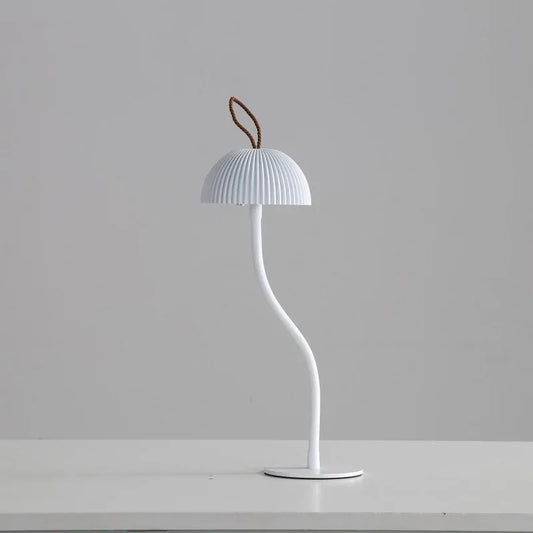 White Three-dimensional stripes Sleek Minimalist LED Mushroom Table Lamp - Rechargeable 3-Color Touch Control, Bar & Ambient Light - Mekamart Australia