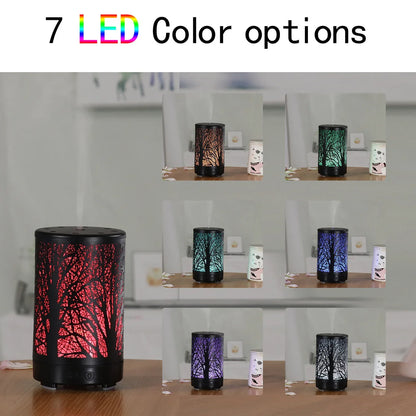 Black Forest Design Iron Essential Oil Diffuser - 7 Color LED Ultrasonic Cool Mist Humidifier 100ml - Mekamart Australia