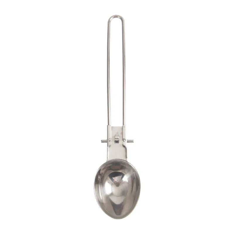 Silver 304 Stainless Steel Folding Camping Ladle - 2 Pack Deep Serving Spoons, Portable & Eco-Friendly - Mekamart Australia