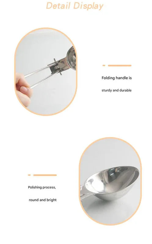 Silver Premium 304 Stainless Steel Folding Camping Utensil Set - Spatula & Deep Spoon Combo for Outdoor Cooking - Mekamart Australia