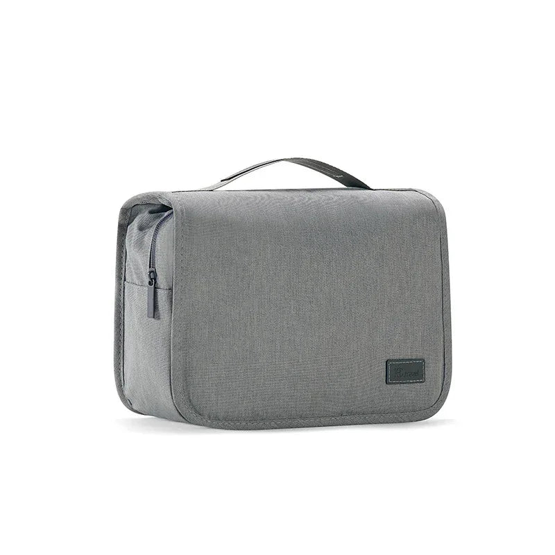 Grey Eco-Friendly RPET Hanging Toiletry Bag - Large Capacity Waterproof Travel Makeup Organizer - Mekamart Australia