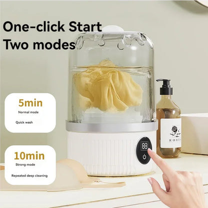 White Portable Mini Washing Machine - Rechargeable USB-C Electric Washer for Travel, Delicates & Socks - Mekamart Australia