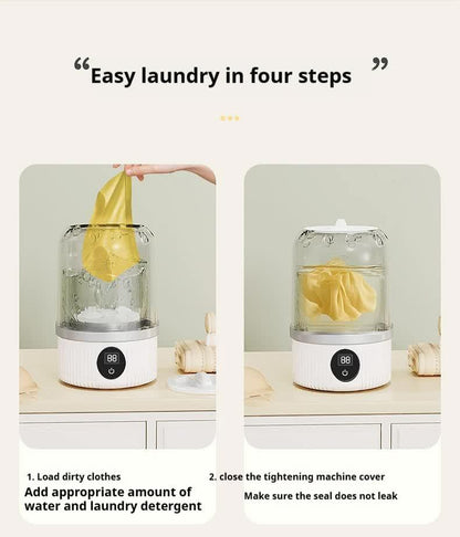 White Portable Mini Washing Machine - Rechargeable USB-C Electric Washer for Travel, Delicates & Socks - Mekamart Australia