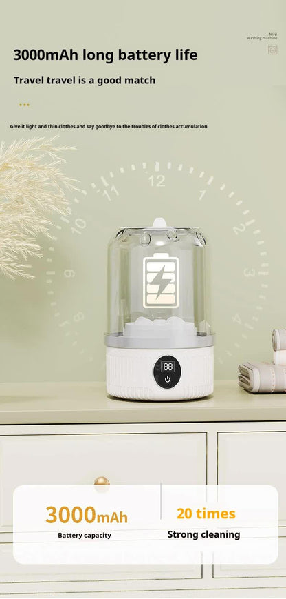White Portable Mini Washing Machine - Rechargeable USB-C Electric Washer for Travel, Delicates & Socks - Mekamart Australia