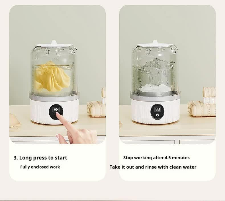 Blue Portable Mini Washing Machine - Rechargeable USB-C Electric Washer for Travel, Delicates & Socks - Mekamart Australia