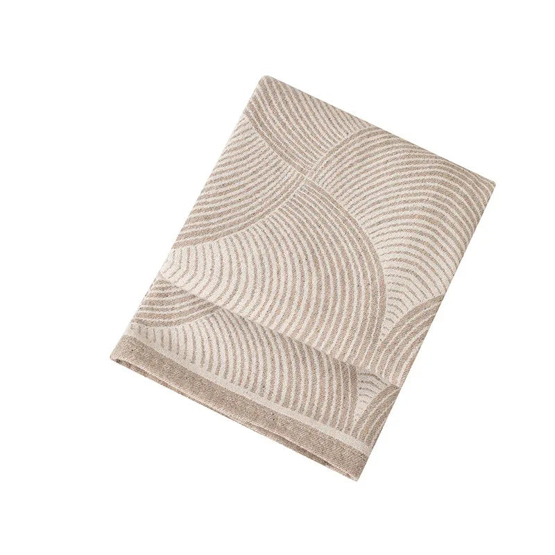 Khaki Luxurious Paisley Jacquard Throw Blanket - Soft Wool Blend with Tassels, 120x150cm, Lightweight Sofa & Nap Blanket - Mekamart Australia