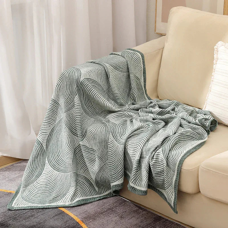 Green Luxurious Paisley Jacquard Throw Blanket - Soft Wool Blend with Tassels, 120x150cm, Lightweight Sofa & Nap Blanket - Mekamart Australia