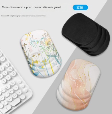 White Ergonomic Mouse Pad with 3D Silicone Gel Wrist Rest - Stylish Comfort & Support for Office & Home