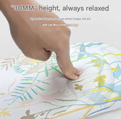 Black Flower Pattern Ergonomic Mouse Pad with 3D Silicone Gel Wrist Rest - Stylish Comfort & Support for Office & Home