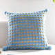 Blue and Yellow 3D Checkered Cushion Cover with Pom Poms - Soft Decorative Pillow Case for Sofa & Living Room (45x45cm, Cover Only) - Mekamart Australia