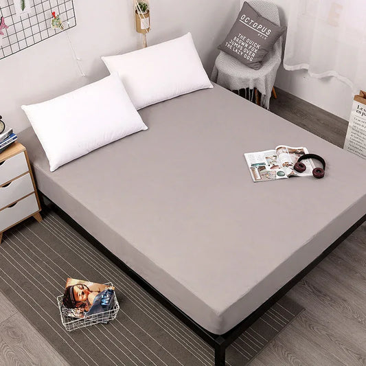 Grey Queen Size Waterproof Fitted Mattress Protector - Soft & Breathable Bed Cover, Hypoallergenic, Deep Pocket (152x190x30cm) - Mekamart Australia