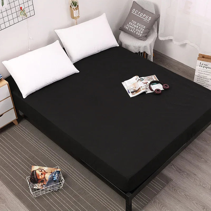 Black Queen Size Waterproof Fitted Mattress Protector - Soft & Breathable Bed Cover, Hypoallergenic, Deep Pocket (152x190x30cm) - Mekamart Australia