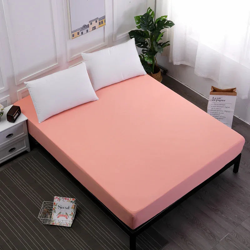 Pink Queen Size Waterproof Fitted Mattress Protector - Soft & Breathable Bed Cover, Hypoallergenic, Deep Pocket (152x190x30cm) - Mekamart Australia