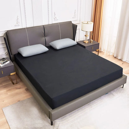 Dark Grey Queen Size Waterproof Fitted Mattress Protector - Soft & Breathable Bed Cover, Hypoallergenic, Deep Pocket (152x190x30cm) - Mekamart Australia