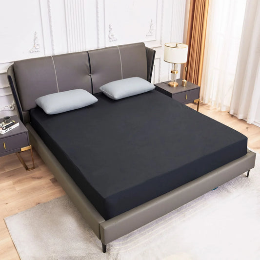 Dark Grey Queen Size Waterproof Fitted Mattress Protector - Soft & Breathable Bed Cover, Hypoallergenic, Deep Pocket (152x190x30cm) - Mekamart Australia