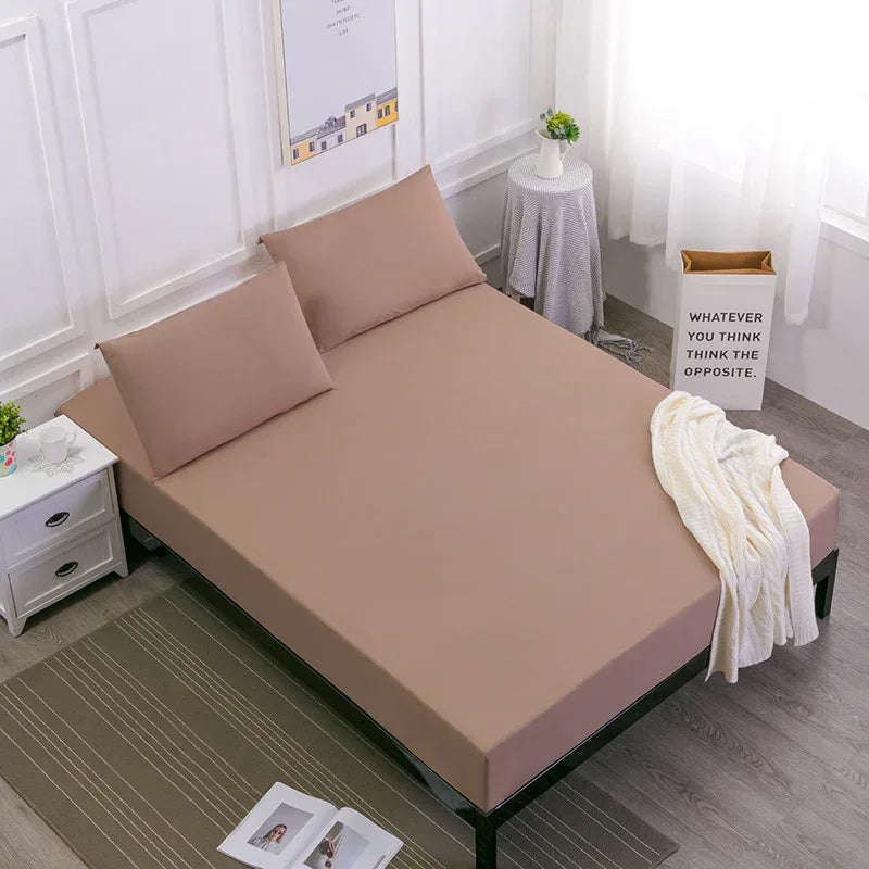 Brown Queen Size Waterproof Fitted Mattress Protector - Soft & Breathable Bed Cover, Hypoallergenic, Deep Pocket (152x190x30cm) - Mekamart Australia