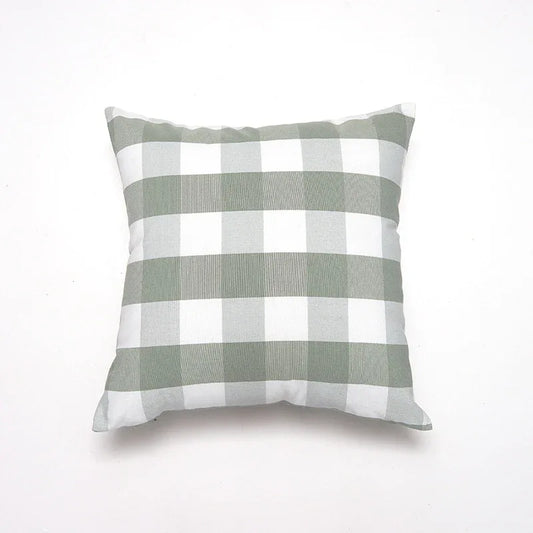 Green Big Plaid Pattern Set of 2 Decorative Cushion Covers - 45x45cm, Soft Polyester (Inserts Not Included) - Mekamart Australia