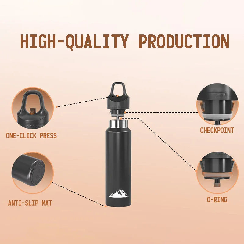 Red 680ml Insulated Stainless Steel Water Bottle - Leakproof One-Click Lid Thermal Flask for Hot & Cold Drinks - Mekamart Australia